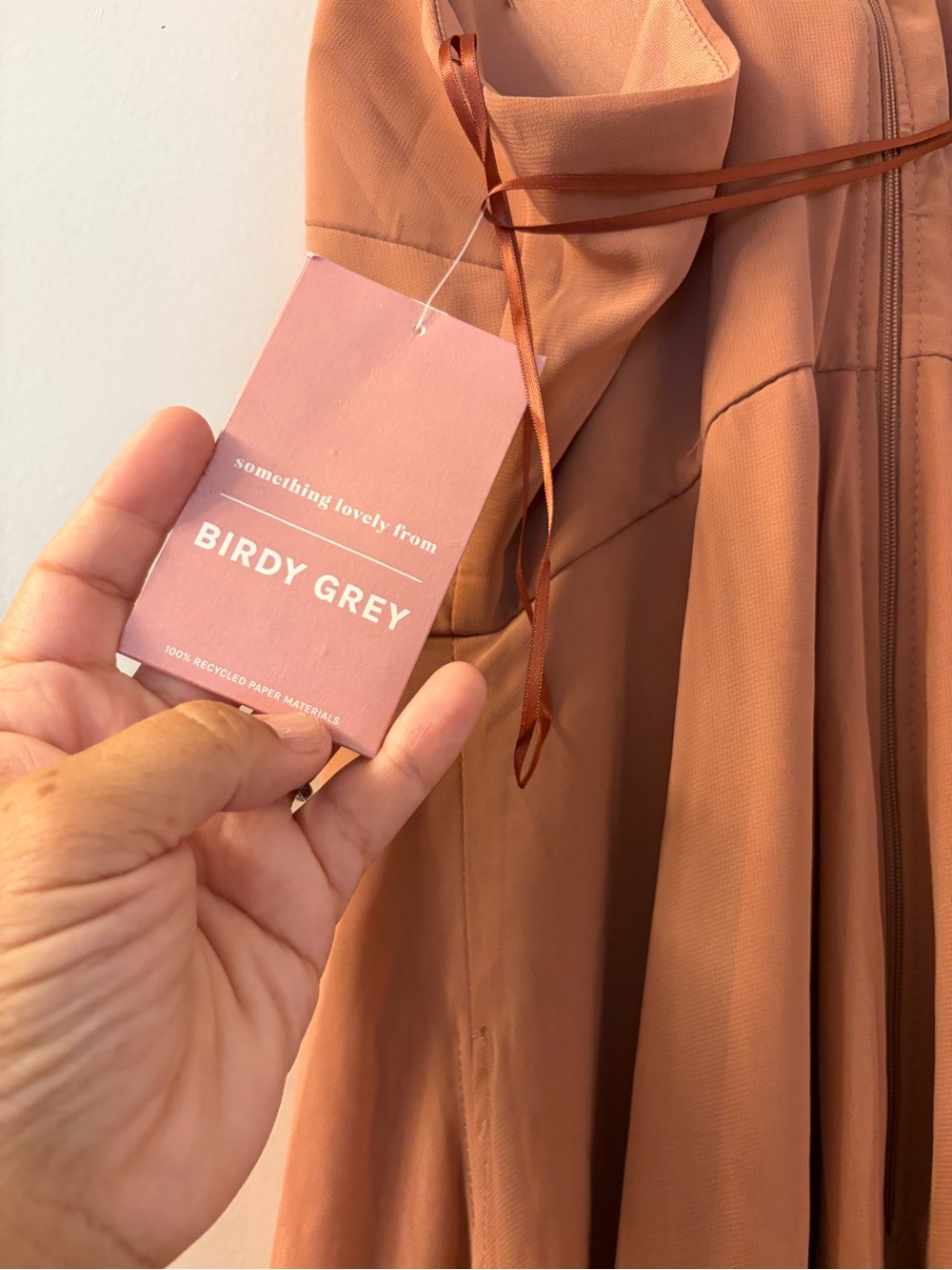 Birdie Grey M Ruffled V-Neck Spaghetti Strap Maxi Dress in Terracotta - Picture 5 of 6